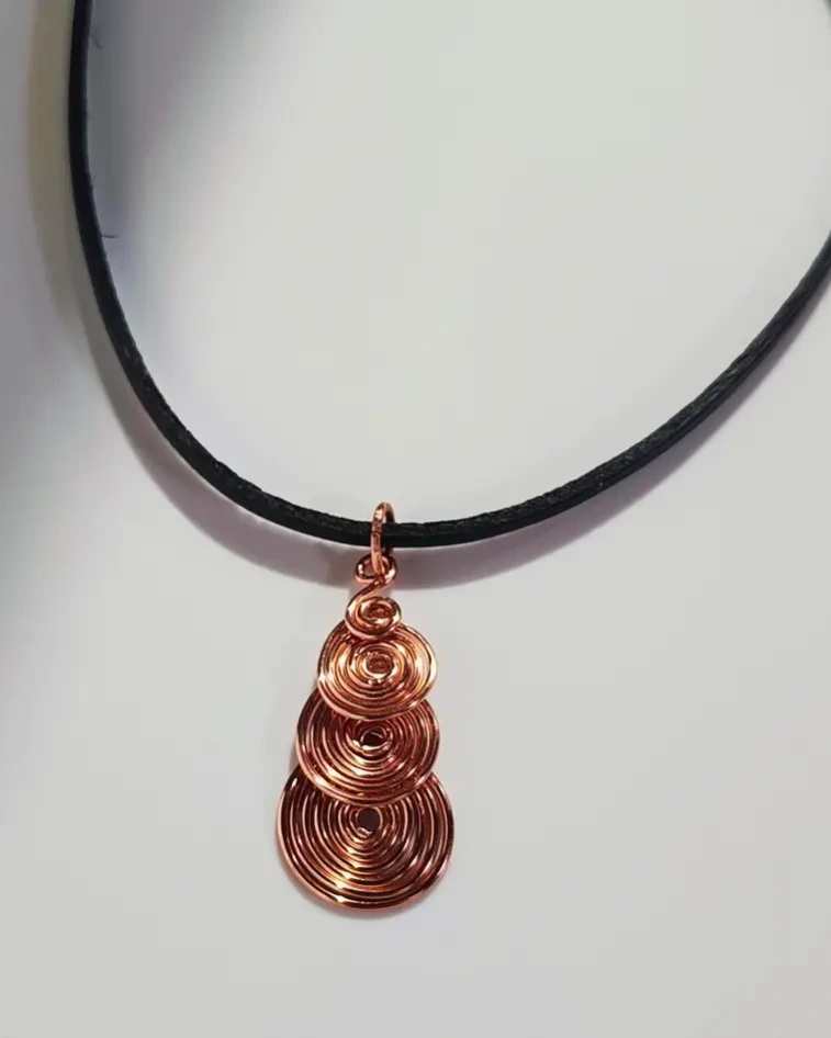 Choker spirala din cupru & piele naturală